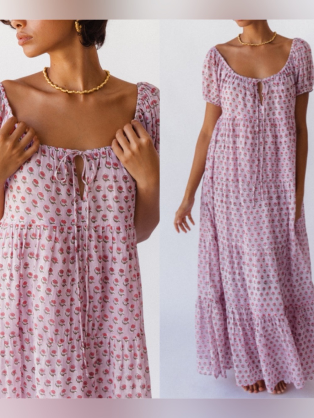 Daughters of India Sita Maxi Dress purple pink floral cotton